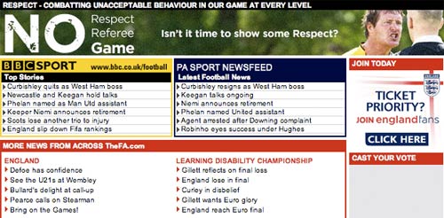 External news feeds on the FA site
