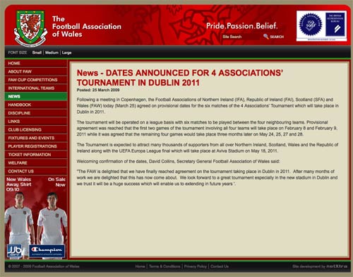 A news item on the Welsh FA website