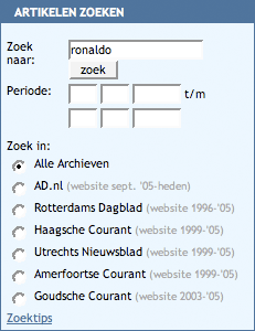 Algemeen Dagblad date selection form