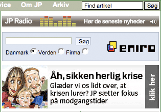 Jyllands-Posten with two search boxes