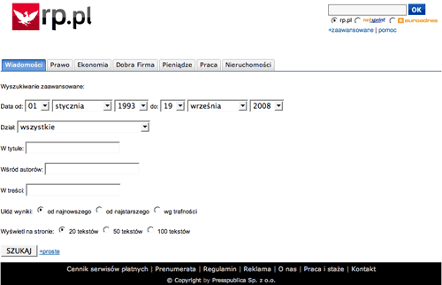 Rzeczpospolita advanced search form