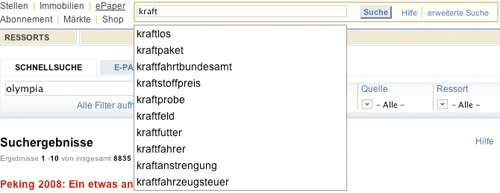 Welt Search Suggestions