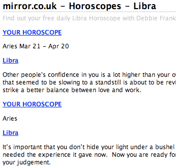 Mixed horoscope feed from The Mirror