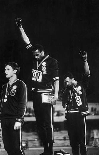 1968 Black Power salute by Tommie Smith and John Carlos at the Mexico Olympics