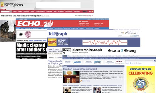 UK regional press screenshots