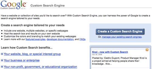 Google custom search engine