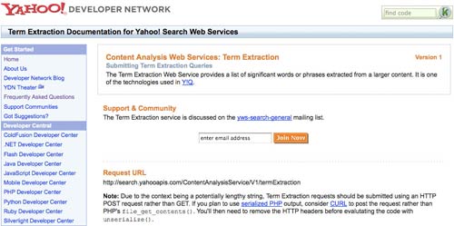 Yahoo Term Extractor