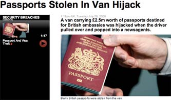 Sky News story about stolen British passports