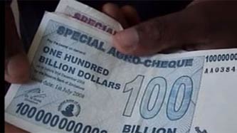 Zimbabwe 100 billion dollar note from Sky News