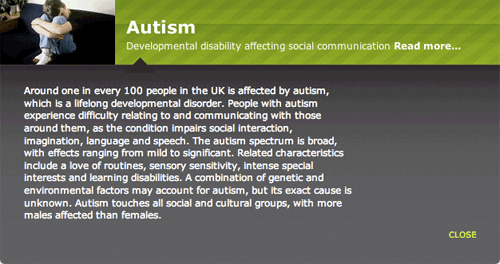 BBC 'autism' topic page description