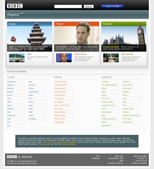 BBC Topics homepage