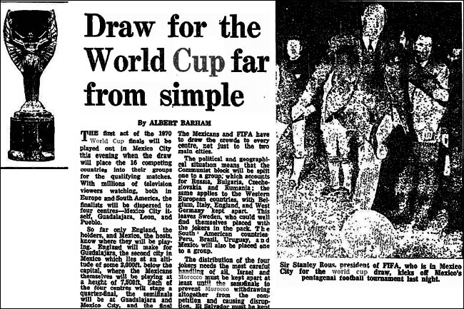 1970 World Cup draw article from The Guardian