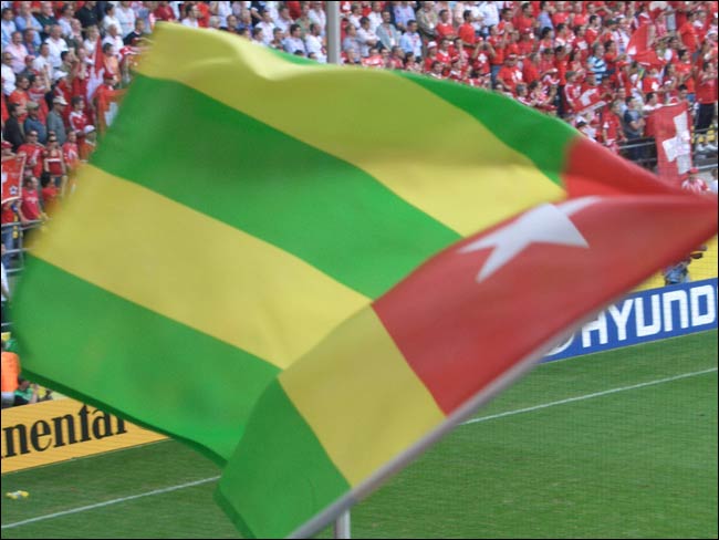 Togo flag flying in Dortmund