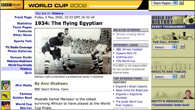 2002 BBC World Cup site feature on Egypt