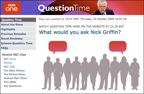 Question Time website