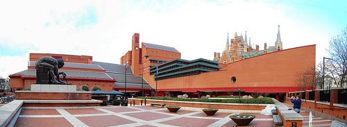 Wide angle view of the British Library