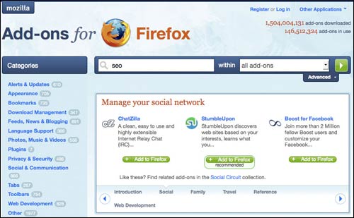 Firefox add-ons page