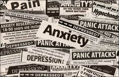 Anxious and depressing headlines in newspapers