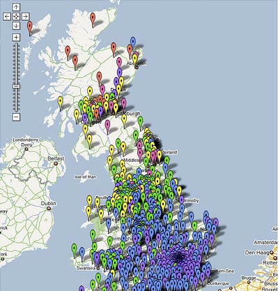 MPs expense claims plotted on a map