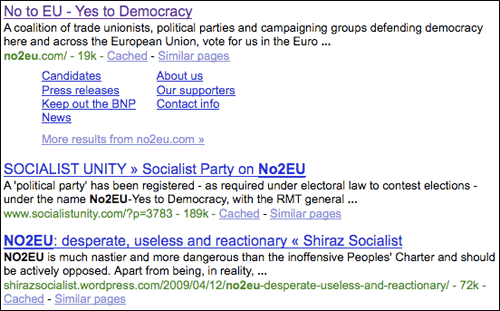 No2EU Google search results