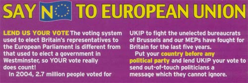 UKIP leaflet explaining the voting system