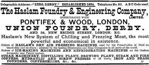 Haslam Foundry advert for freezing and cooling machines