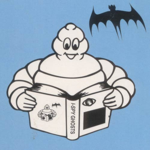 Back cover featuring the Michelin Man and a bat