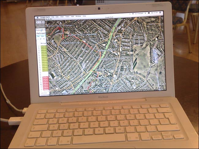 Part of the route on Simon's laptop