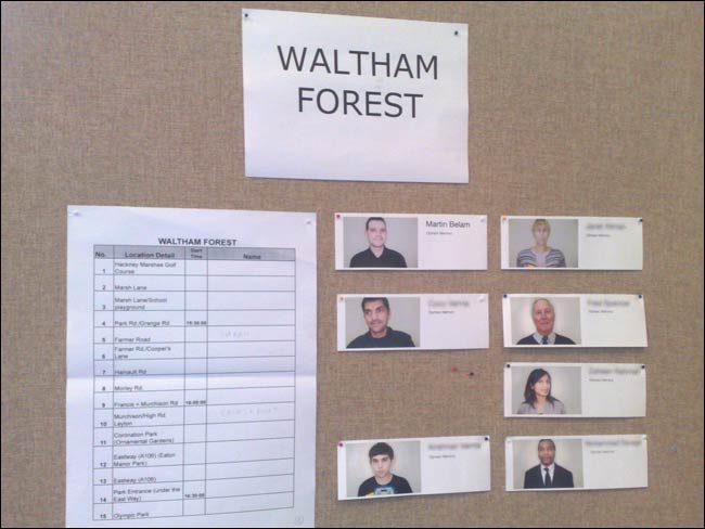 Waltham Forest particpants on the notice board