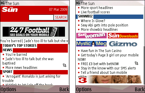 The Sun's mobile homepage views