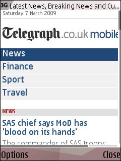 Telegraph mobile homepage