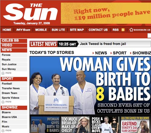 The Sun's top-and-left navigation combination