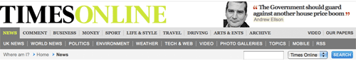Times Online navigation