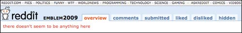 Empty Reddit overview page