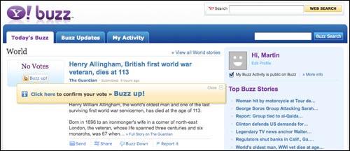 Yahoo! Buzz Page