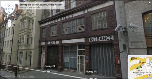 Google Street View of Aldwych Station
