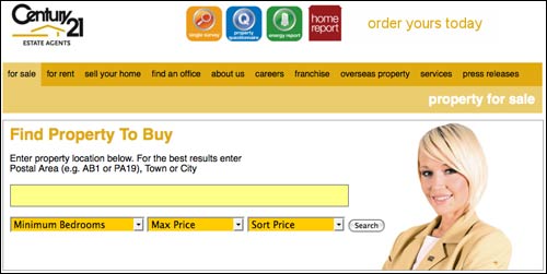 Century 21 estate agent homepage