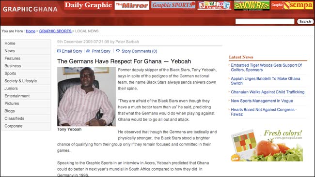 Graphic Sports interviews Ghana's Tony Yeboah