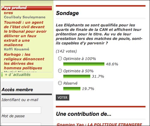 Fraternité Matin online vote