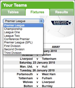 Mail Online fixture widget