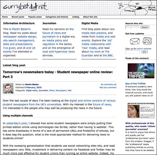 Currybetdotnet homepage in 2010