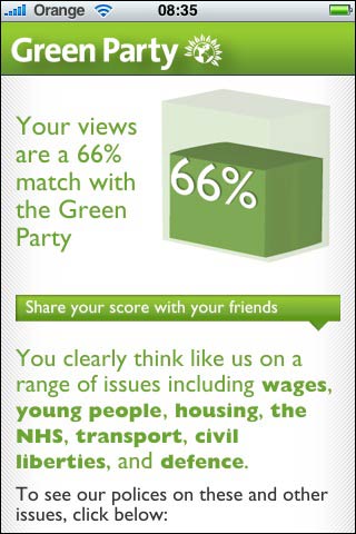 Green Party iPhone app screenshot