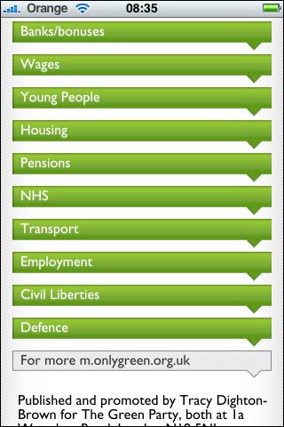 Green Party iPhone app screenshot
