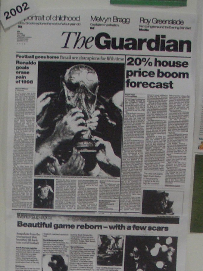 2002 Guardian front page after the World Cup Final