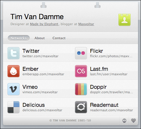 Tim Van Damme's 'Also On The Web' page