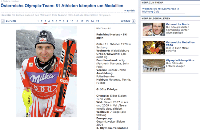 Photo gallery of Austrian athletes in Die Presse