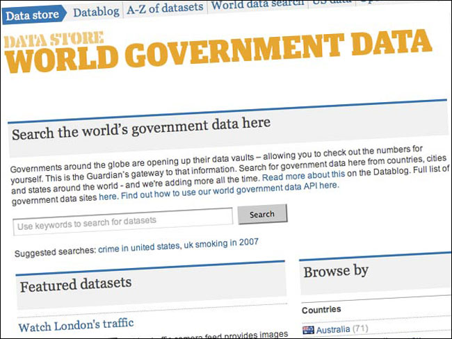 The Guardian's World Government Data search engine