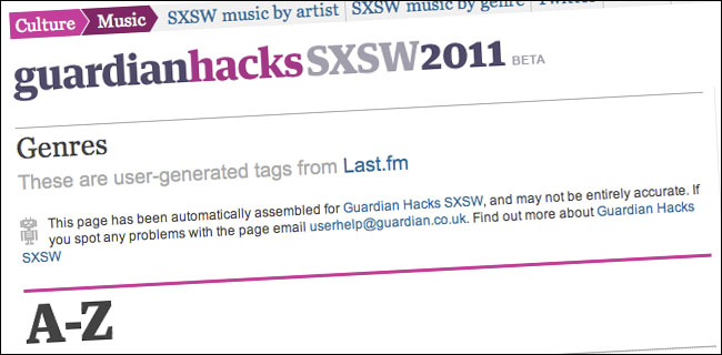 SXSW genre page header