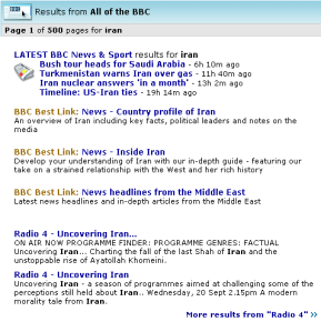 BBC search results