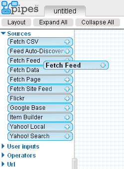 Drag the Fetch Feed module